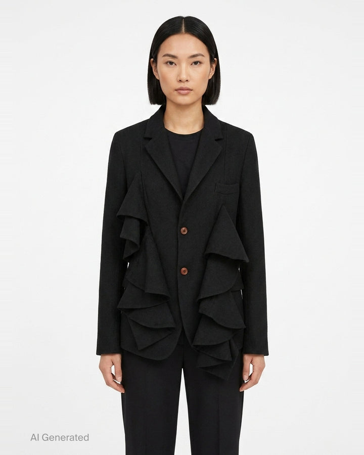 Ruffled Gabardine Blazer | Comme des Garçons BLACK | Club21 - front