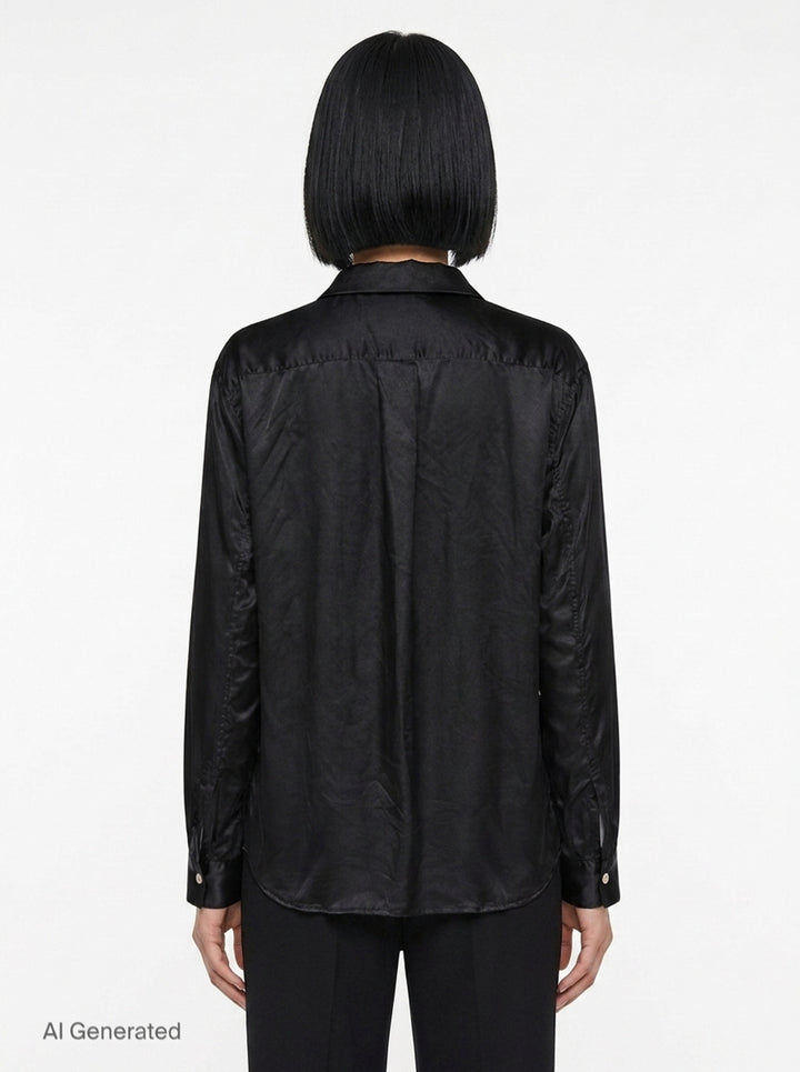 Satin Ruffle Bow Long Sleeve Shirt | BLACK Comme des Garçons | Club21 - back