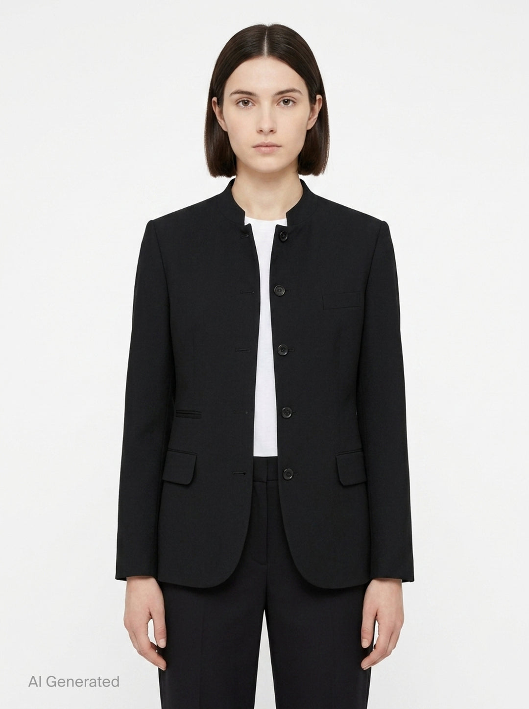 Wool Gabardine Mandarin Collar Jacket | Comme des Garçons Black | Club21 - front