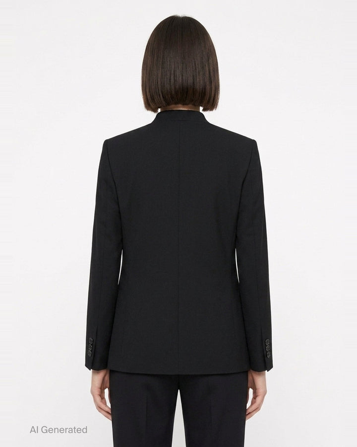 Wool Gabardine Mandarin Collar Jacket | Comme des Garçons Black | Club21 - back