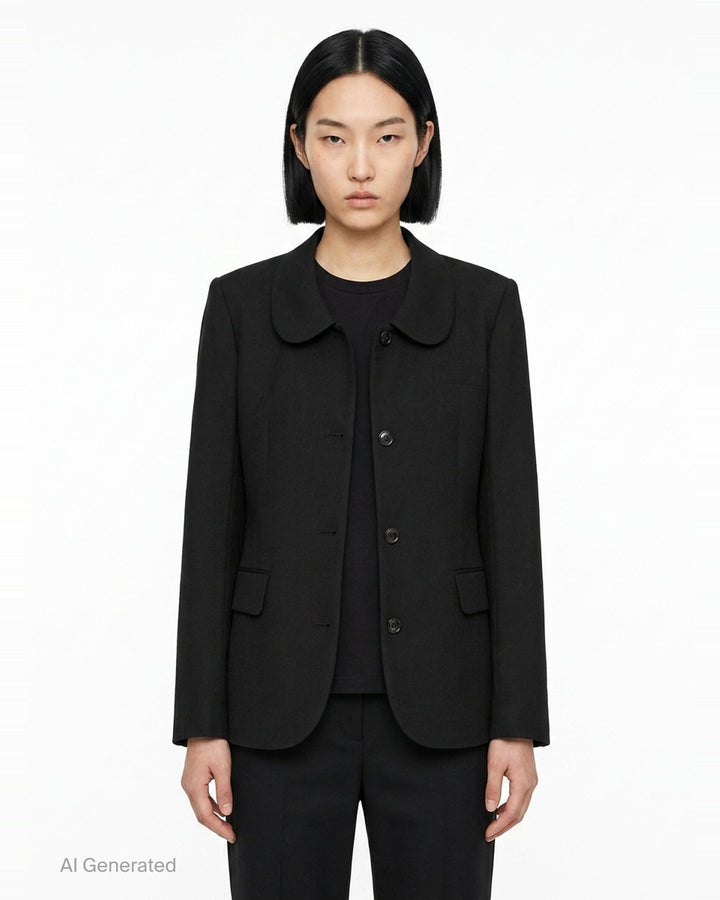 Wool Tropical Peter Pan Collar Jacket | Comme des Garçons BLACK | Club21 - front