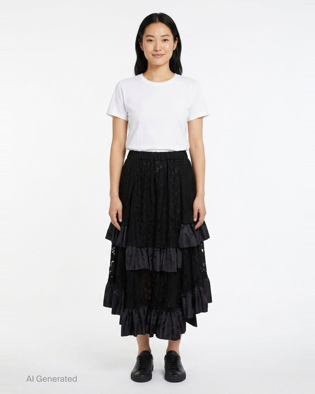 Lace Ruffle Midi Skirt | Comme des Garçons Comme des Garçons | Club21 - front