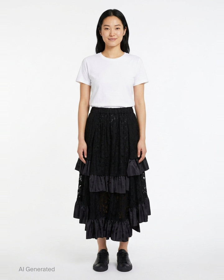 Lace Ruffle Midi Skirt | Comme des Garçons Comme des Garçons | Club21 - front