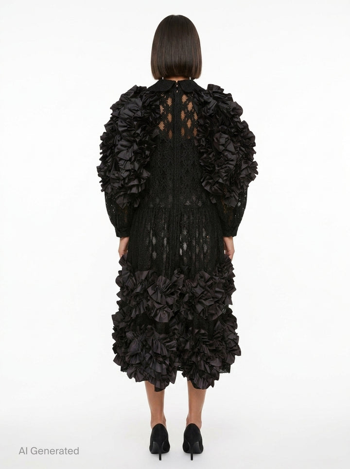 Puffed Sleeve Lace Ruffle Dress | Comme des Garçons Comme des Garçons | Club21 - back