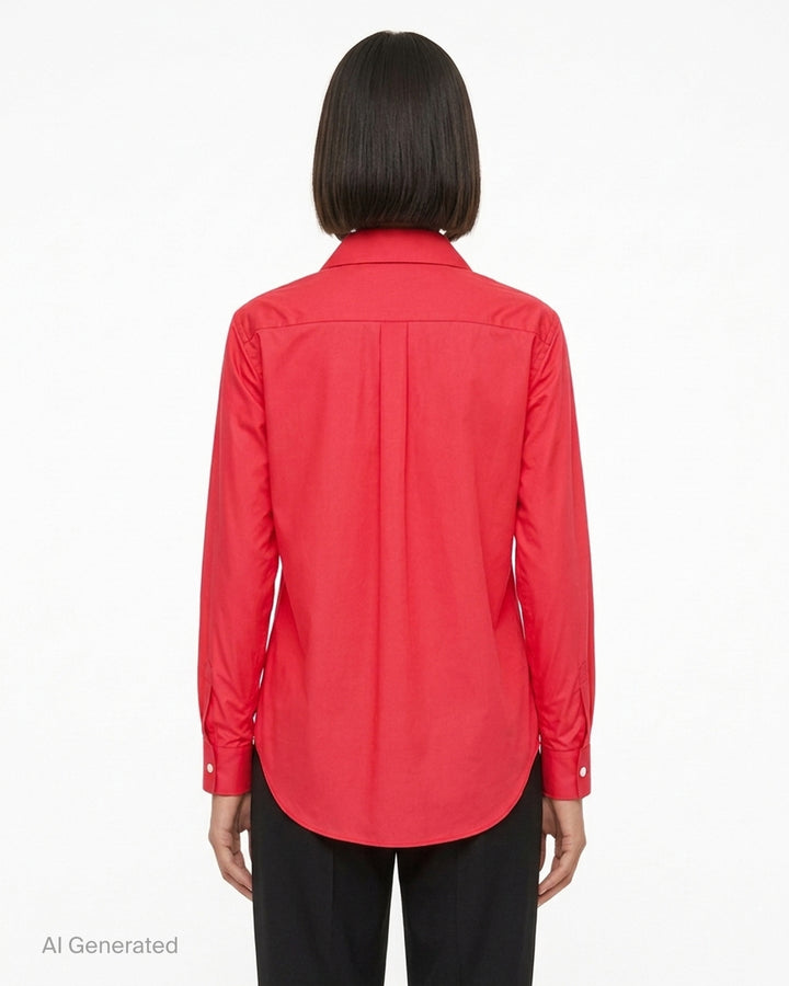 Black sheer button-up shirt with ruched gathered sleeve panels and a chest pocket by Comme des Garçons - back
