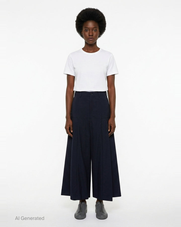 Wide-Leg Pleated Flare Trousers | Comme des Garçons Comme des Garçons | Club21 - front
