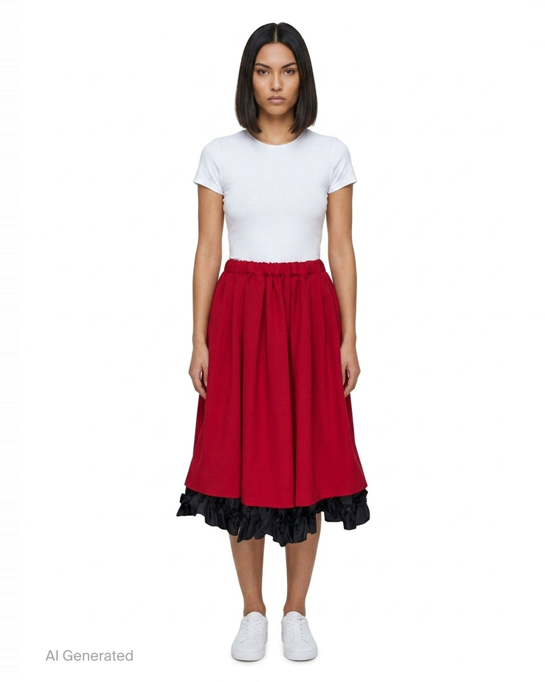 Pleated Drawstring Midi Skirt | Comme des Garçons | Club21 - front
