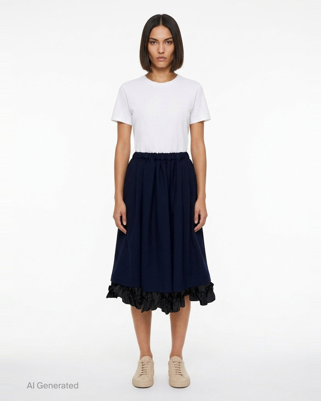 Pleated Drawstring Midi Skirt | Comme des Garçons | Club21 - front