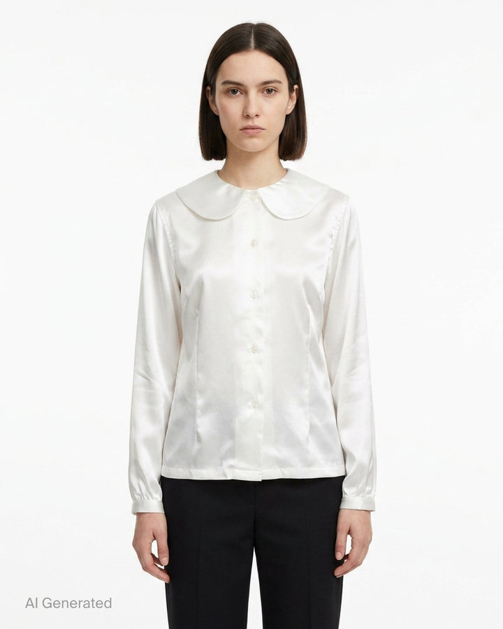 Satin Rounded Collar Blouse | Comme des Garçons Girl | Club21 - front