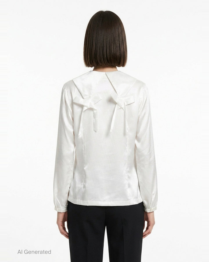 Satin Rounded Collar Blouse | Comme des Garçons Girl | Club21 - back