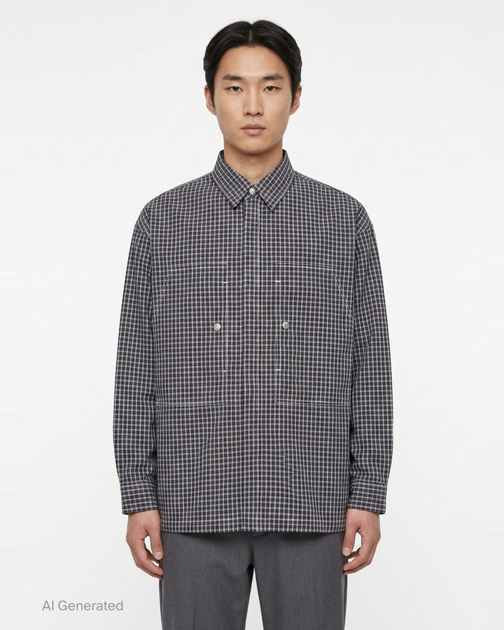 Cotton Check Long Sleeve Shirt | Comme des Garçons Homme | Club21 - front