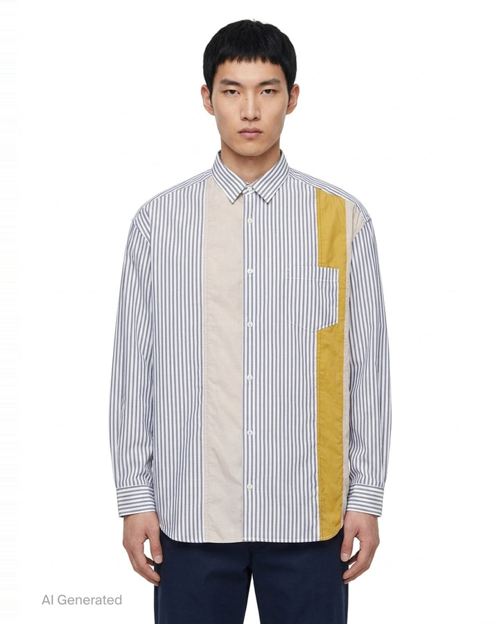 Cotton Stripe Long Sleeve Shirt | Comme des Garçons Homme | Club21 - front