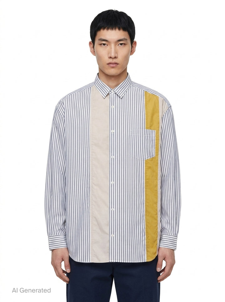 Cotton Stripe Long Sleeve Shirt | Comme des Garçons Homme | Club21 - front