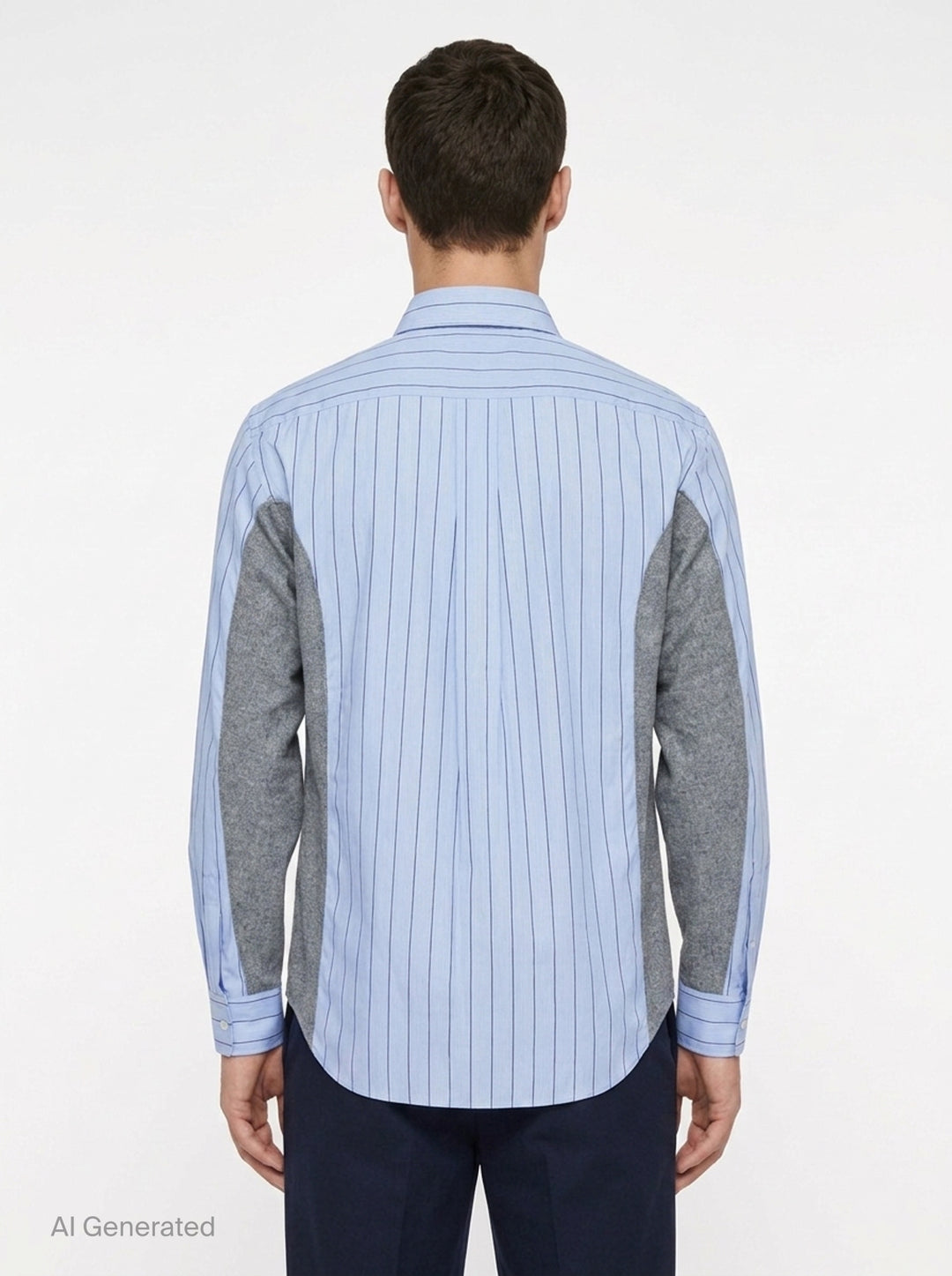 Cotton Stripe Wool Panel Long Sleeve Shirt | Comme des Garçons Homme Deux | Club21 - back