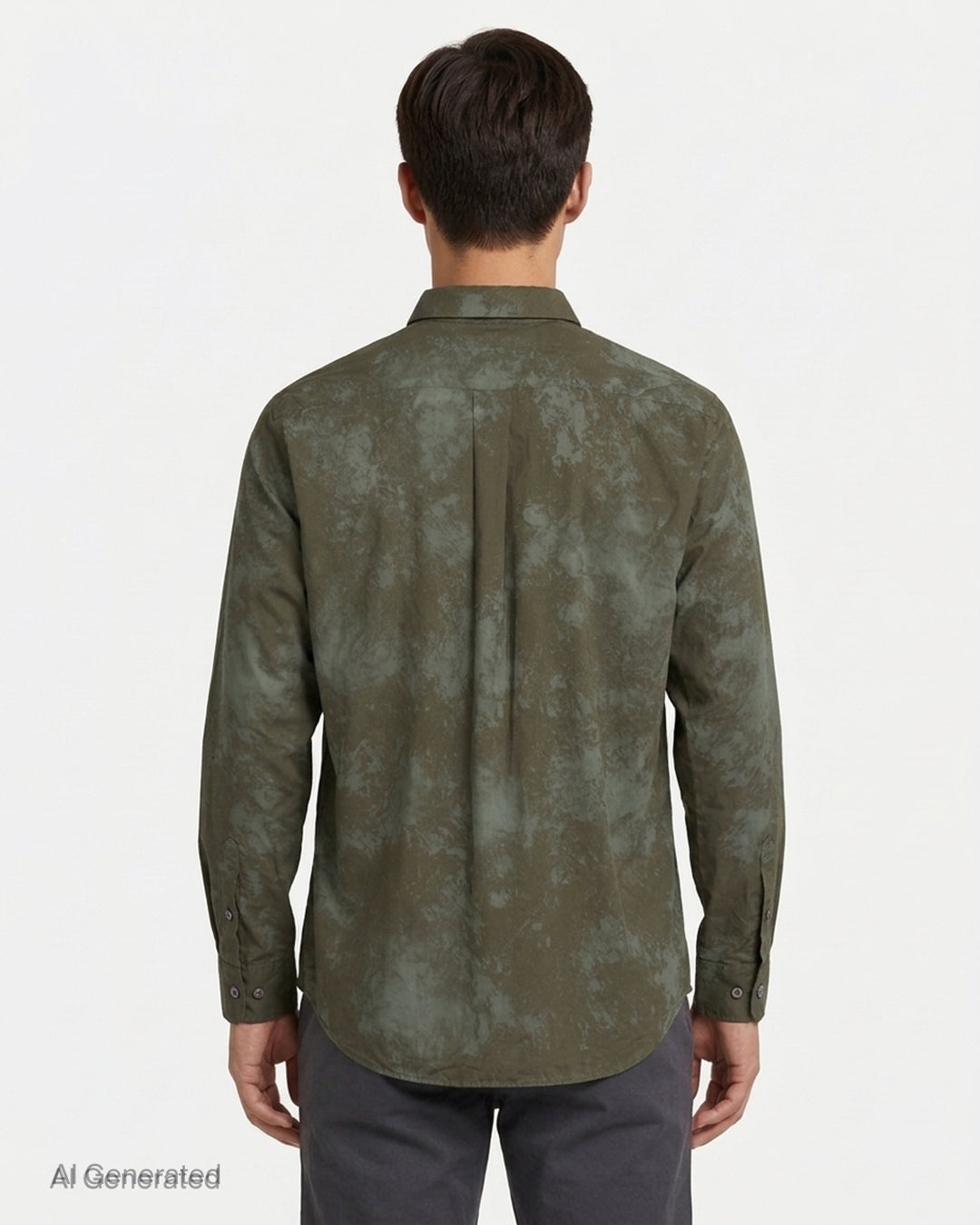 Comme des Garçons Homme Deux long sleeve button-up shirt in navy and black tie-dye with chest pocket, front view - back