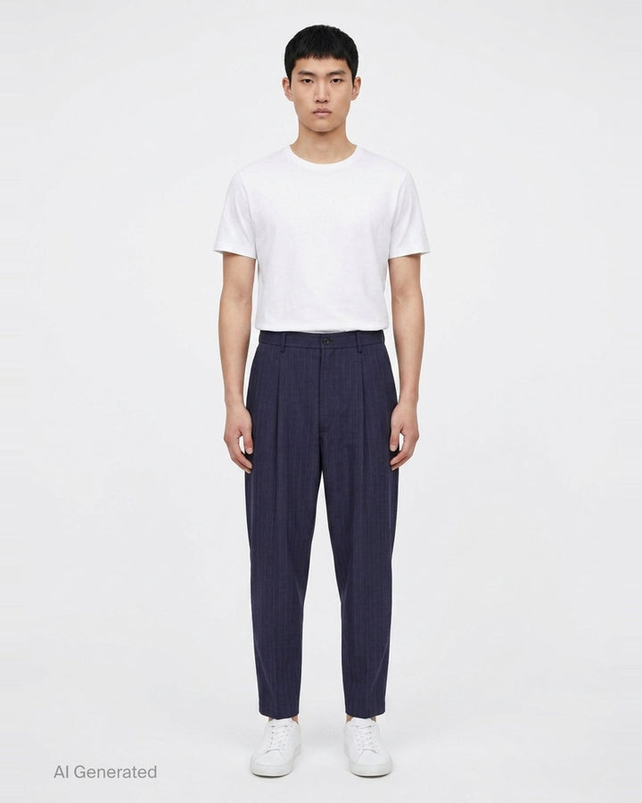 Wool Pinstripe Pleated Pants | Comme des Garçons Homme Deux | Club21 - front