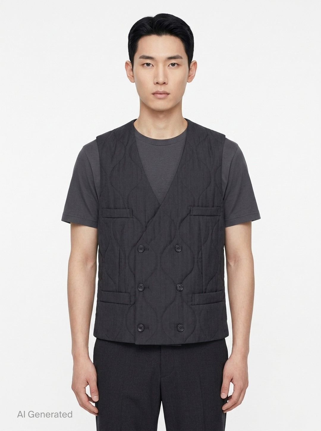 Wool Shadow Stripe Quilted Vest | Comme des Garçons Homme Deux | Club21 - front