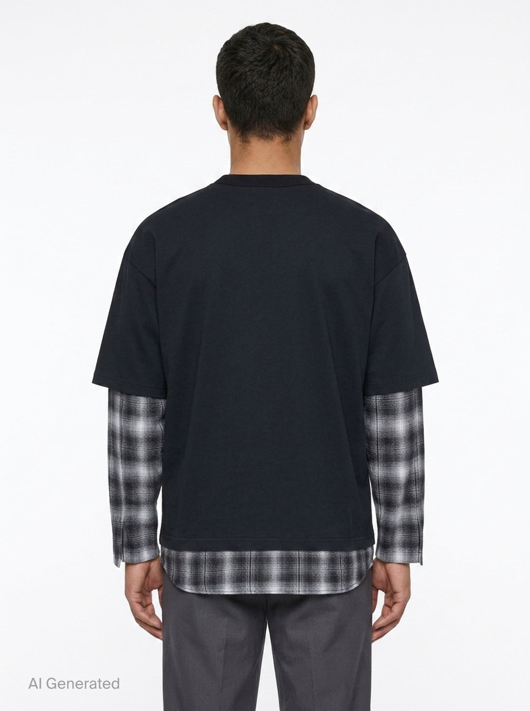 Layered Plaid Sleeve Tee | Comme des Garçons Homme | Club21 - back