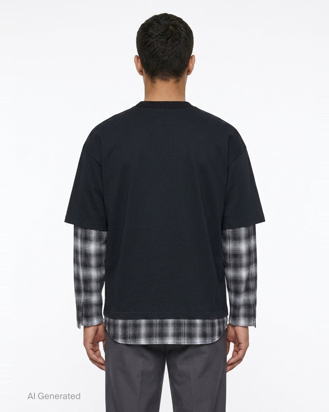 Layered Plaid Sleeve Tee | Comme des Garçons Homme | Club21 - back