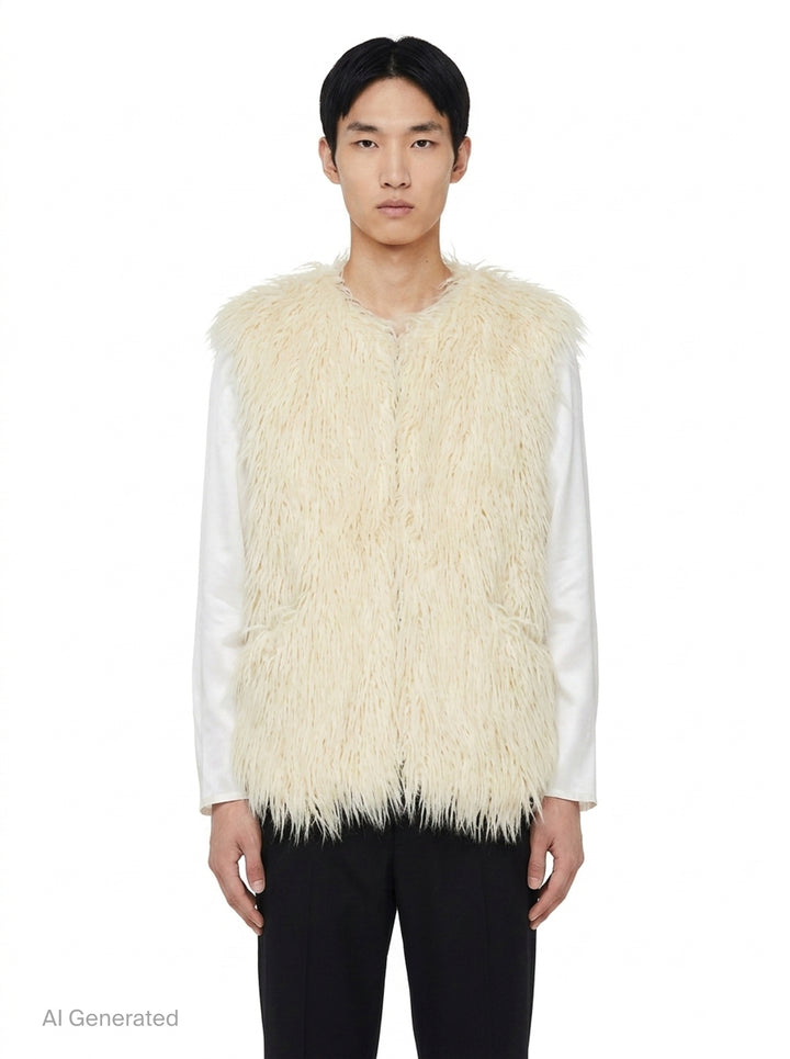 Faux Fur Contrast Sleeve Jacket | Comme des Garçons Homme Plus | Club21 - front