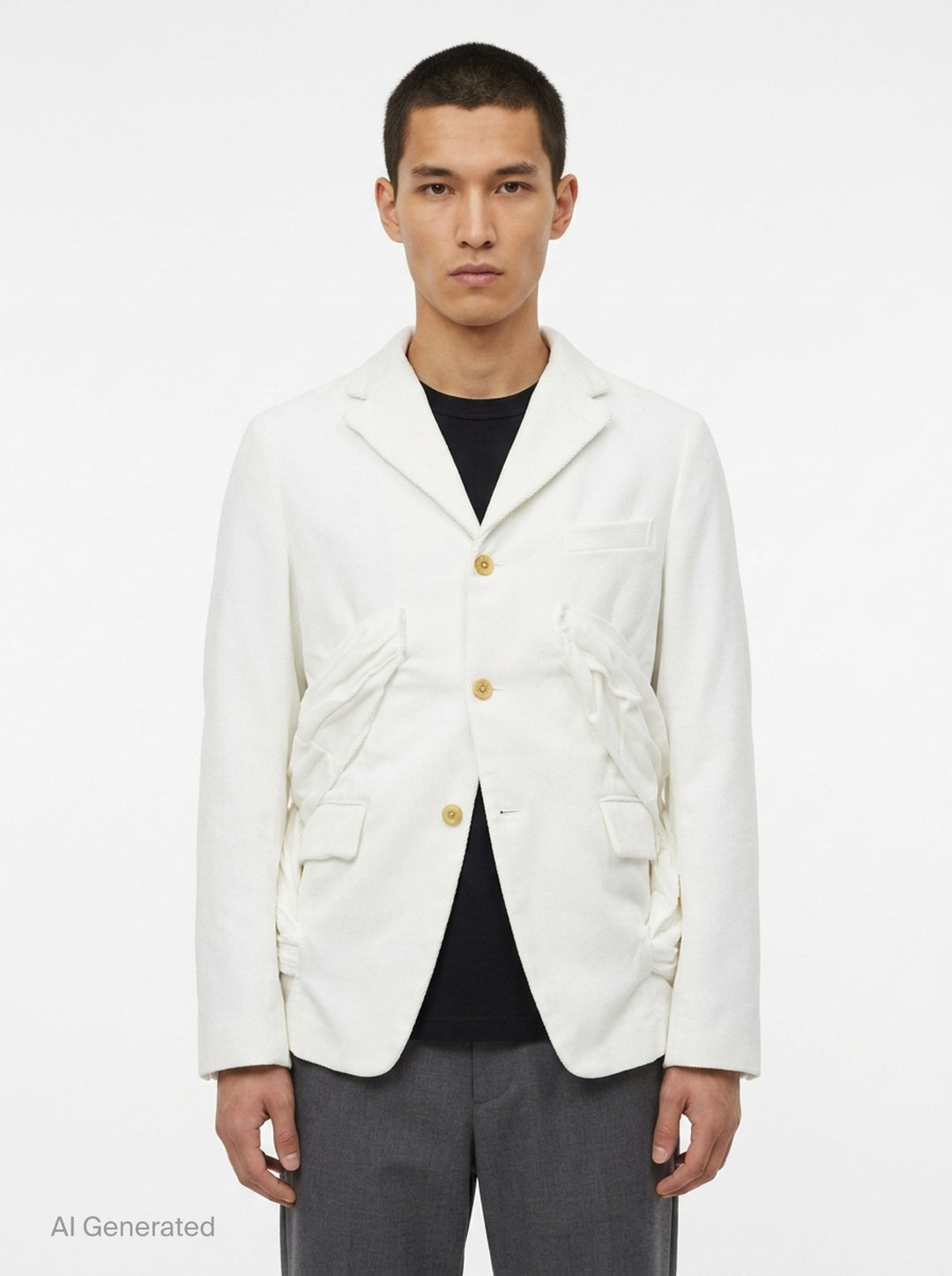 Heavy Kersey Ruched Jacket | Comme des Garçons Homme Plus | Club21 - front