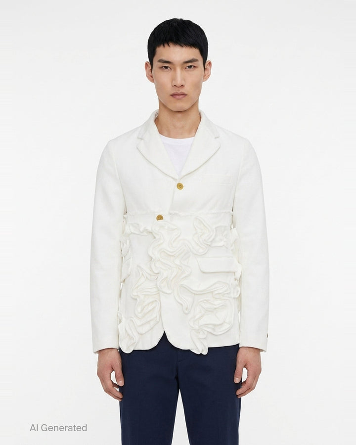 Heavy Kersey Ruffle Blazer | Comme des Garçons Homme Plus | Club21 - front
