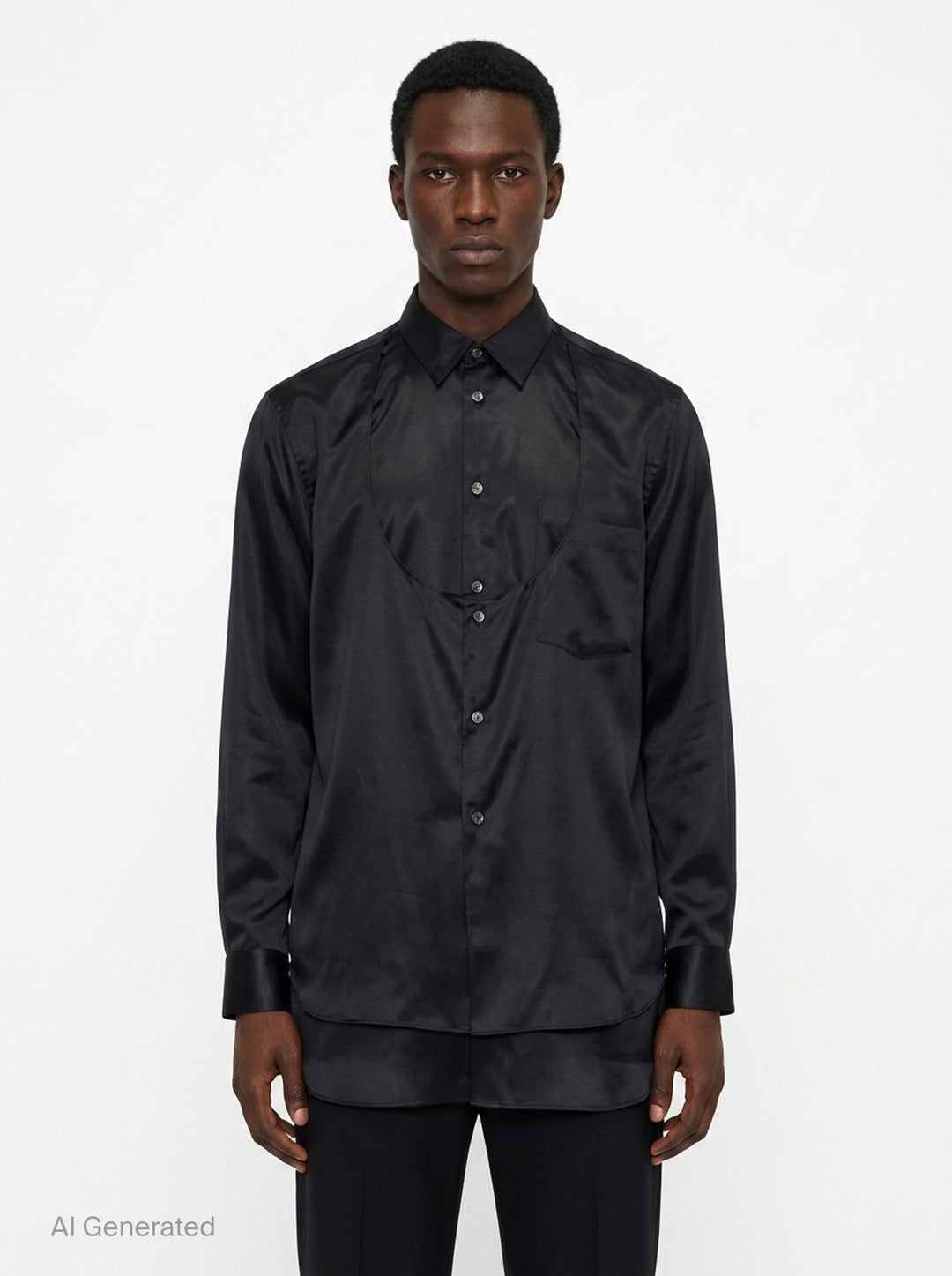 Polyester Satin Long Sleeve Shirt | Comme des Garçons Homme Plus | Club21 - front