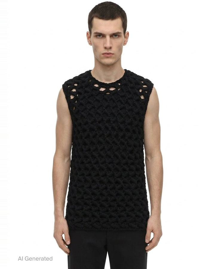 Roving Crochet Knit Vest | Comme des Garçons Homme Plus | Club21 - front