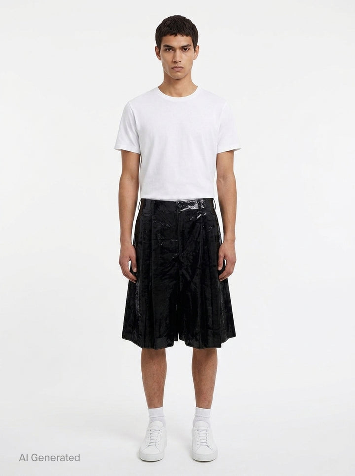 Velvet Pleated Shorts | Comme des Garçons Homme Plus | Club21 - front