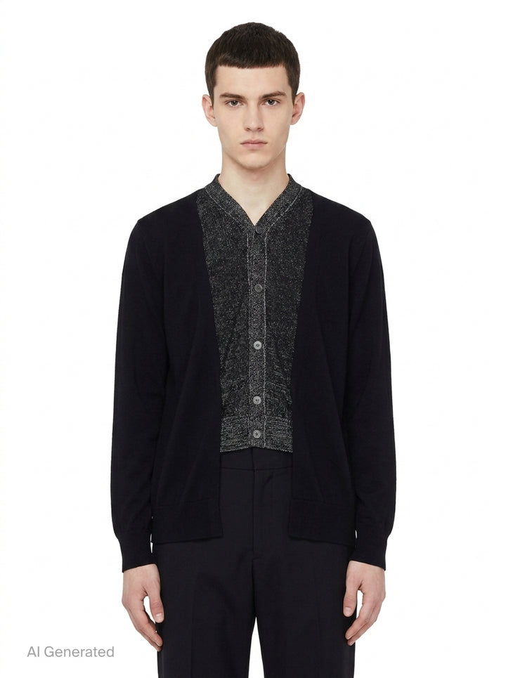 Wool Jersey Contrast Panel Cardigan | Comme des Garçons Homme Plus | Club21 - front