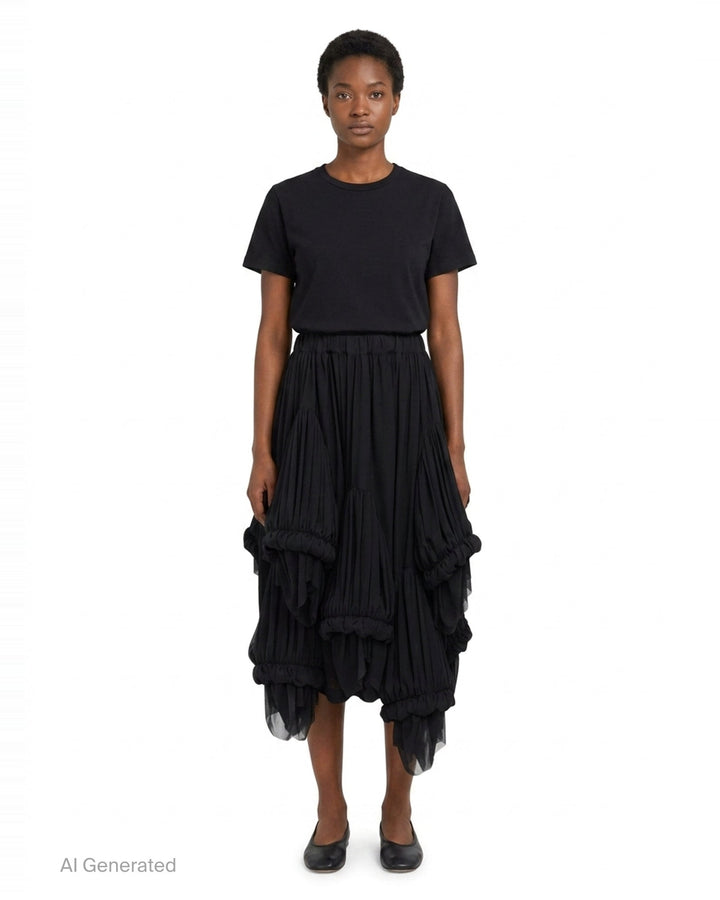 Layered Ruffle Pleated Skirt | Comme des Garçons | Club21 - front