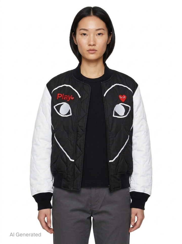 Black Emblem Bomber Jacket | Comme des Garçons PLAY | Club21 - front