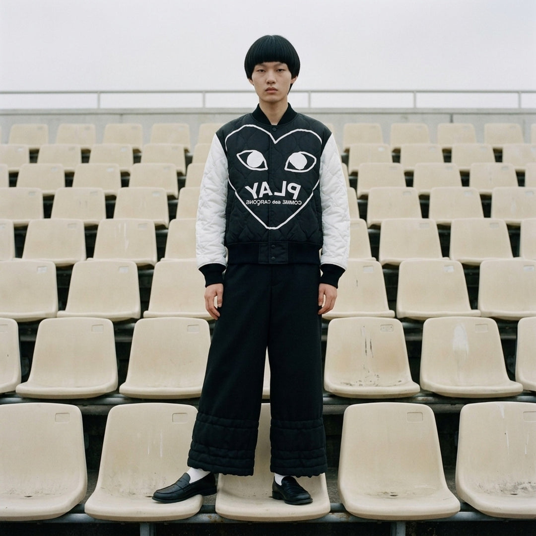 Black Emblem Bomber Jacket | Comme des Garçons PLAY | Club21 - lifestyle