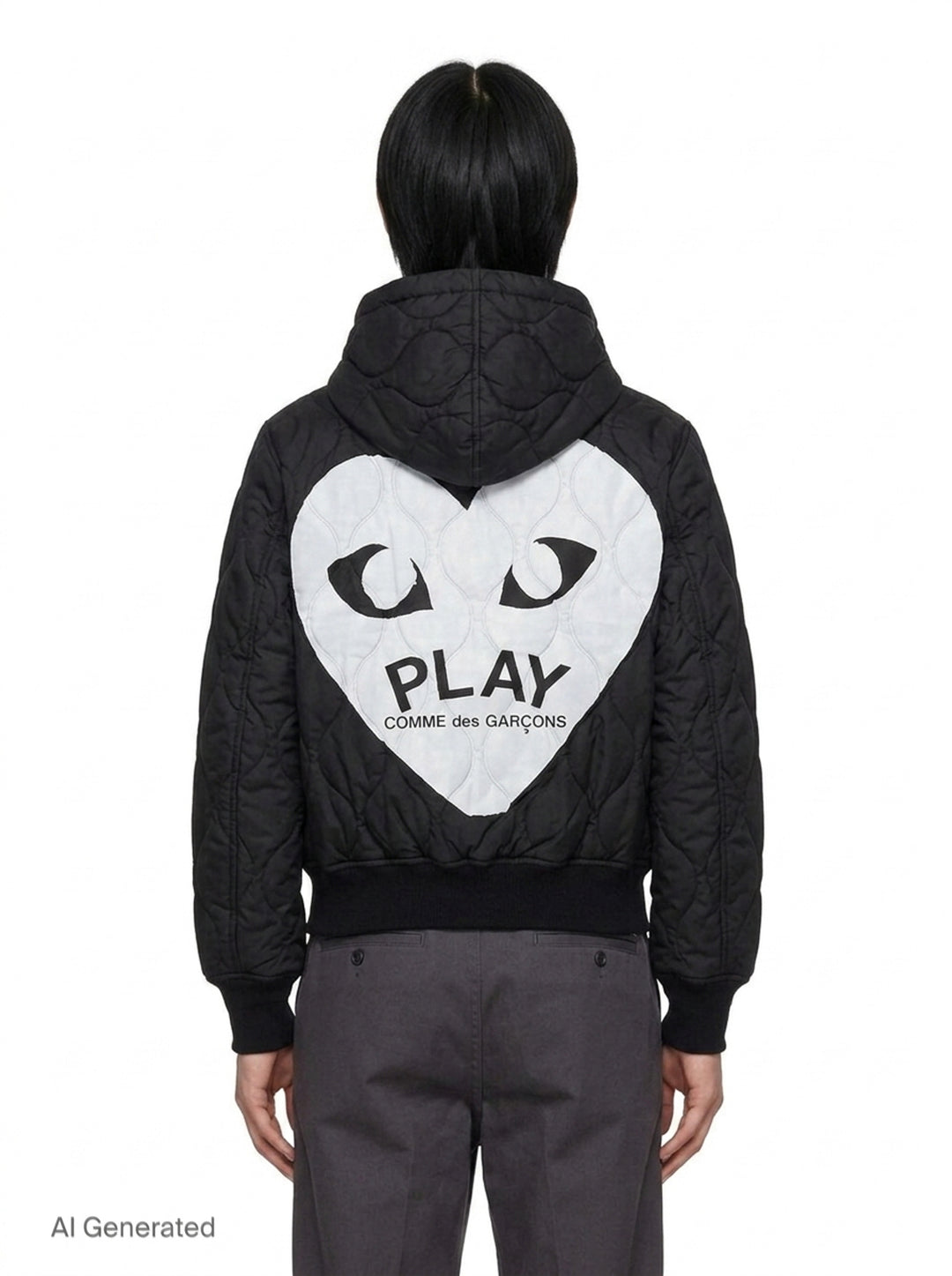 Black Emblem Quilted Hoodie | Comme des Garçons PLAY | Club21 - back