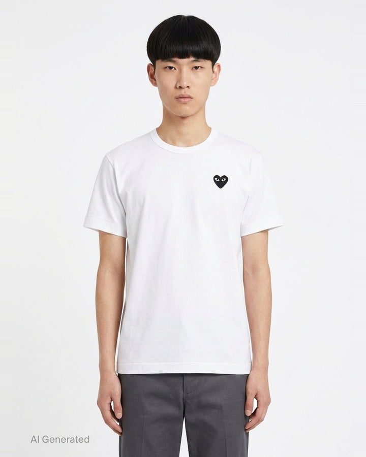 Black Emblem Short Sleeve Tee | Comme des Garçons PLAY | Club21 - front