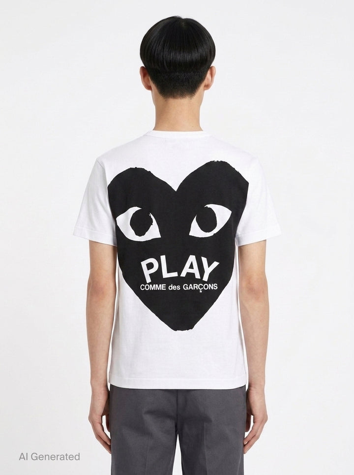 Black Emblem Short Sleeve Tee | Comme des Garçons PLAY | Club21 - back