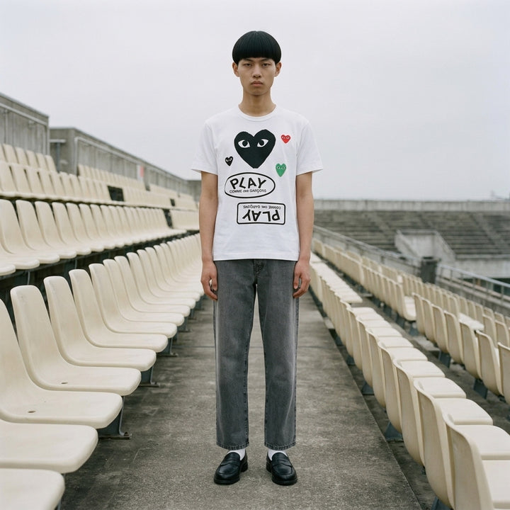 Black Heart Multi Emblem Tee | Comme des Garçons PLAY | Club21 - lifestyle