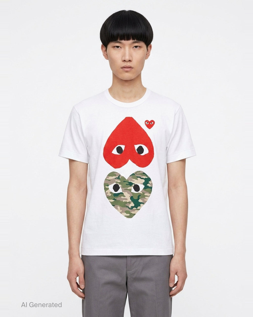 Double Heart Short Sleeve Tee | Comme des Garçons PLAY | Club21 - front