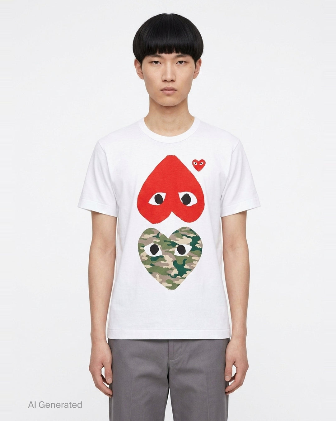 Double Heart Short Sleeve Tee | Comme des Garçons PLAY | Club21 - front