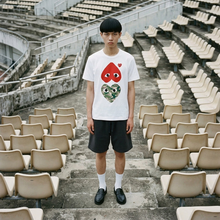 Double Heart Short Sleeve Tee | Comme des Garçons PLAY | Club21 - lifestyle