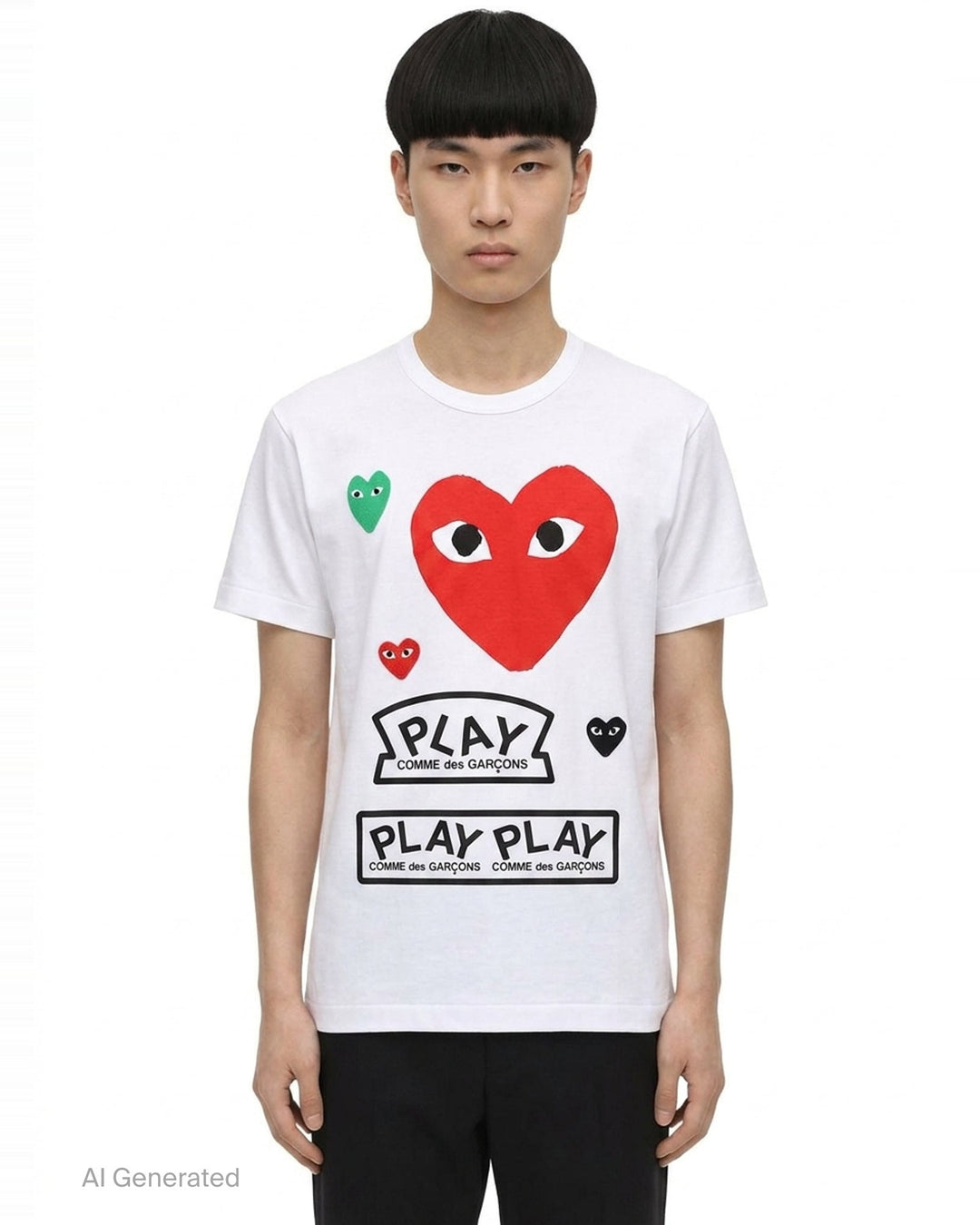 Multi Heart Graphic Tee | Comme des Garçons PLAY | Club21 - front