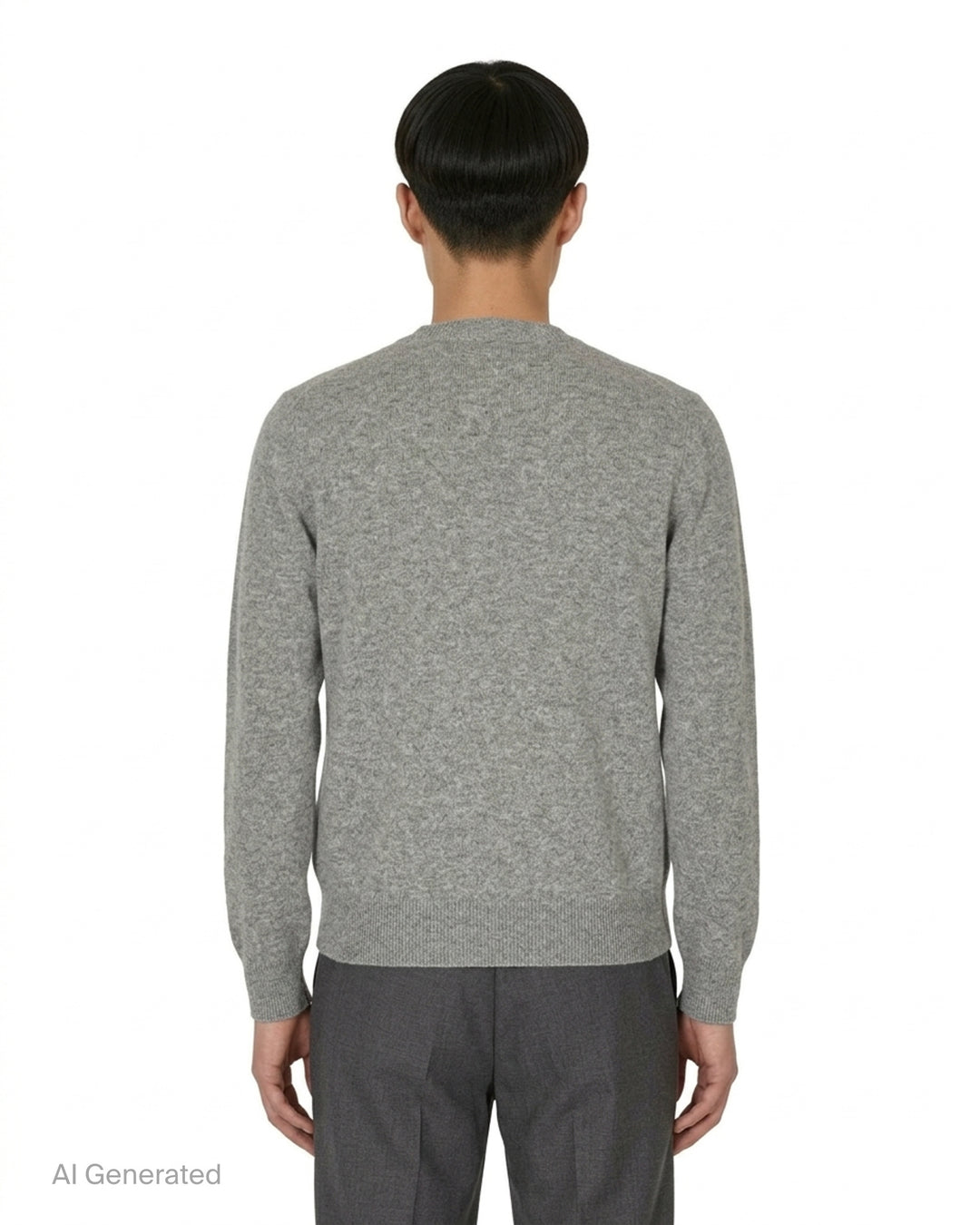 Comme des Garçons PLAY black round neck cardigan with embroidered pink heart emblem patch and button-through front fastening, flat lay view - back