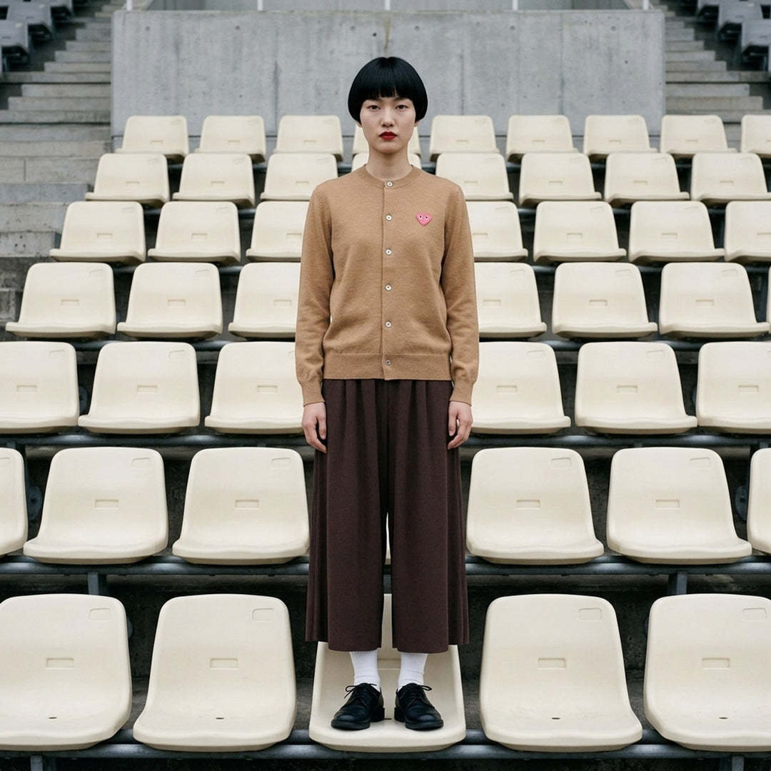 Pink Emblem Round Neck Cardigan | Comme des Garçons PLAY | Club21 - lifestyle
