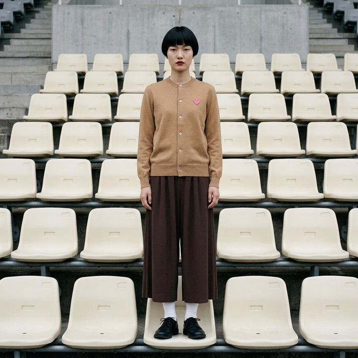 Pink Emblem Round Neck Cardigan | Comme des Garçons PLAY | Club21 - lifestyle