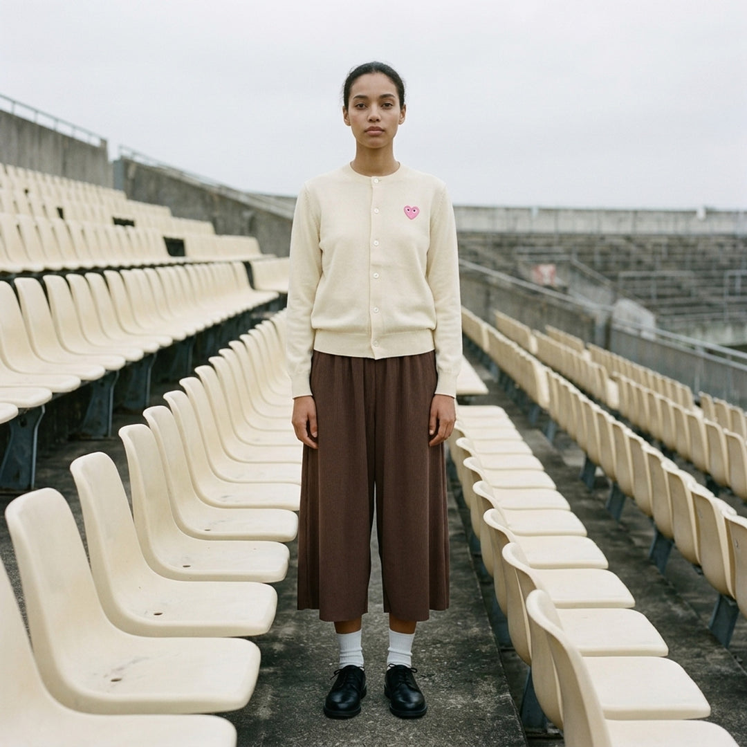 Pink Emblem Round Neck Cardigan | Comme des Garçons PLAY | Club21 - lifestyle