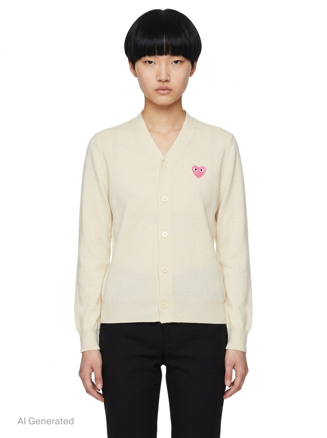 Pink Emblem V-Neck Cardigan | Comme des Garçons PLAY | Club21 - front