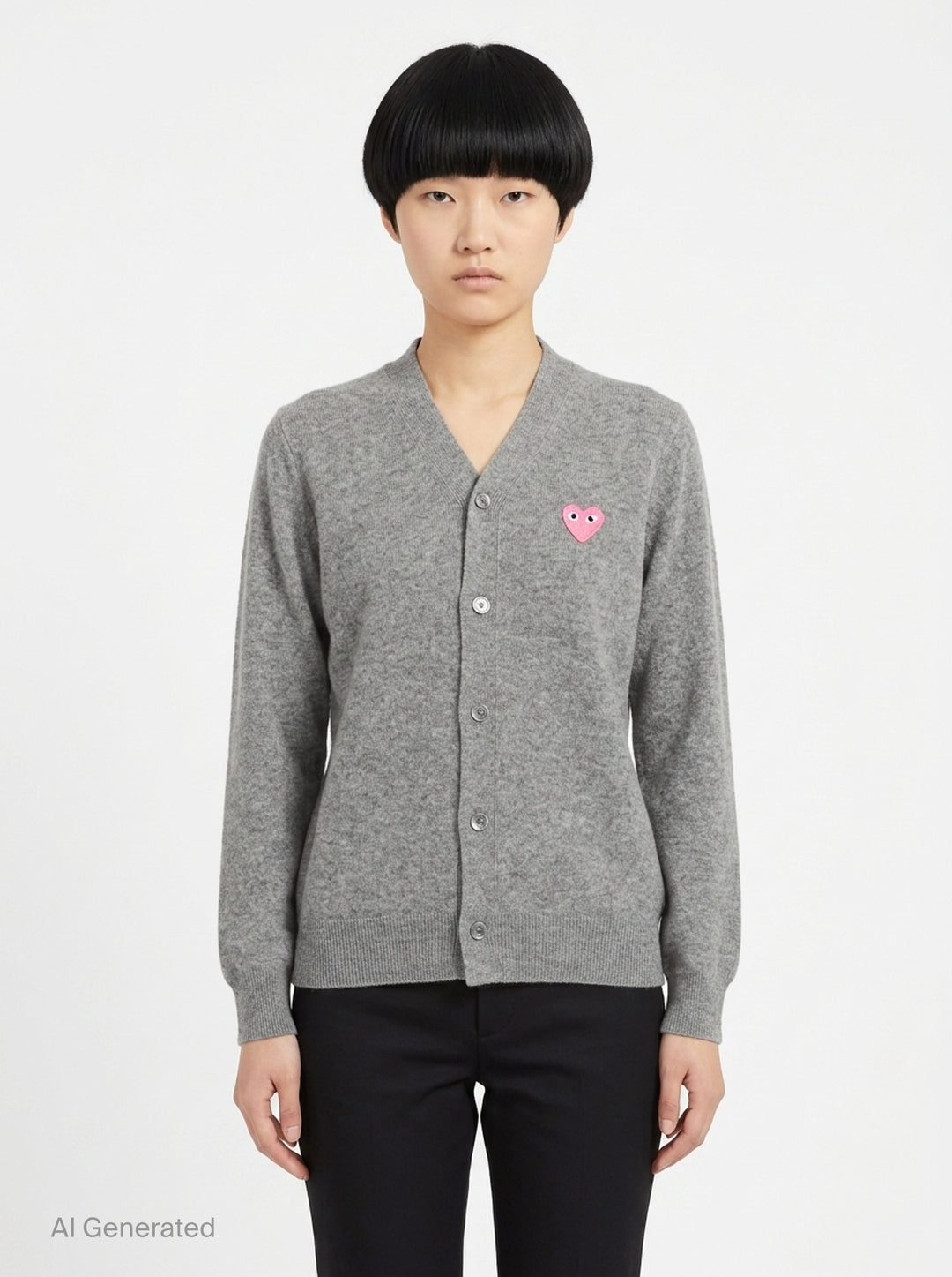 Pink Emblem V-Neck Cardigan | Comme des Garçons PLAY | Club21 - front