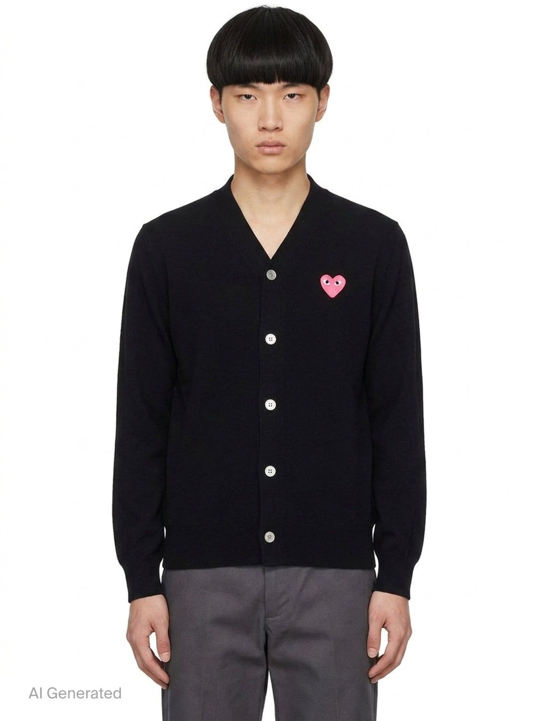 Pink Emblem V-Neck Cardigan | Comme des Garçons PLAY | Club21 - front