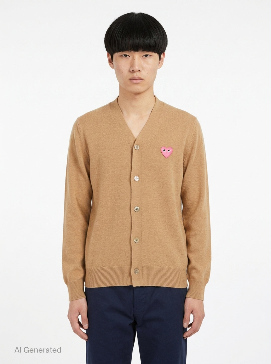Pink Emblem V-Neck Cardigan | Comme des Garçons PLAY | Club21 - front
