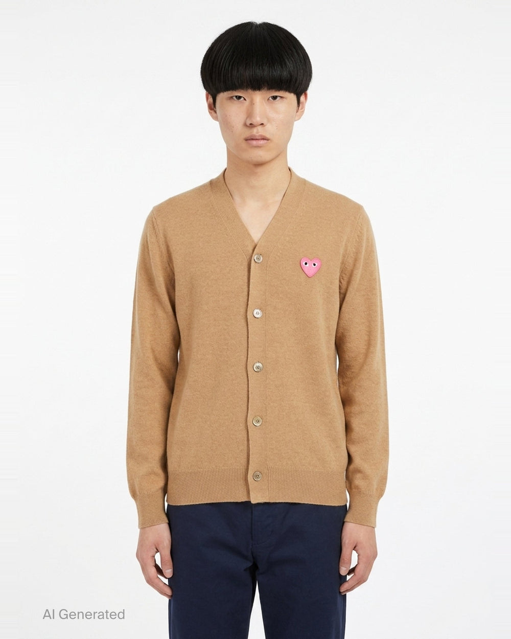 Pink Emblem V-Neck Cardigan | Comme des Garçons PLAY | Club21 - front